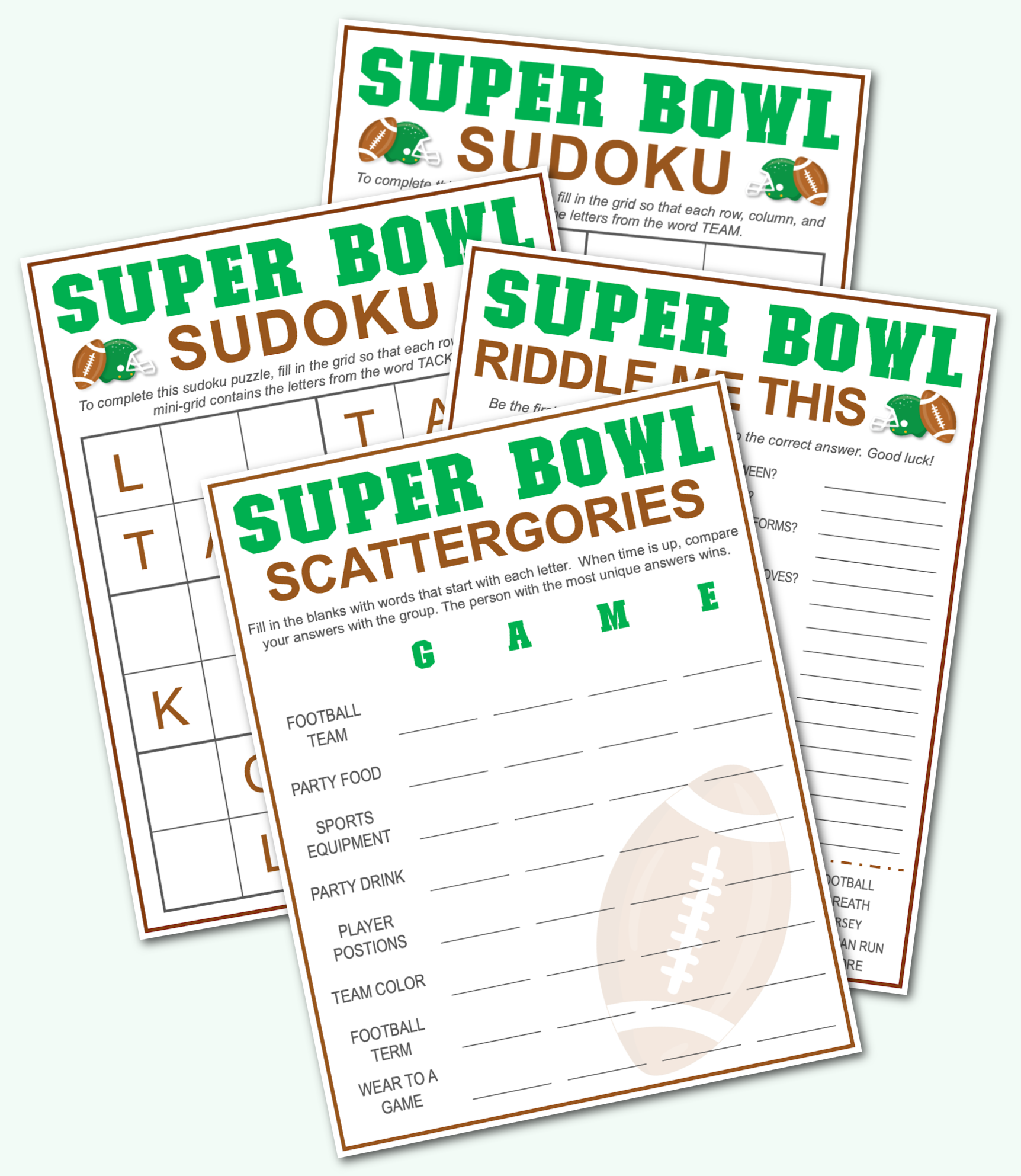 free super bowl printable games - kara creates